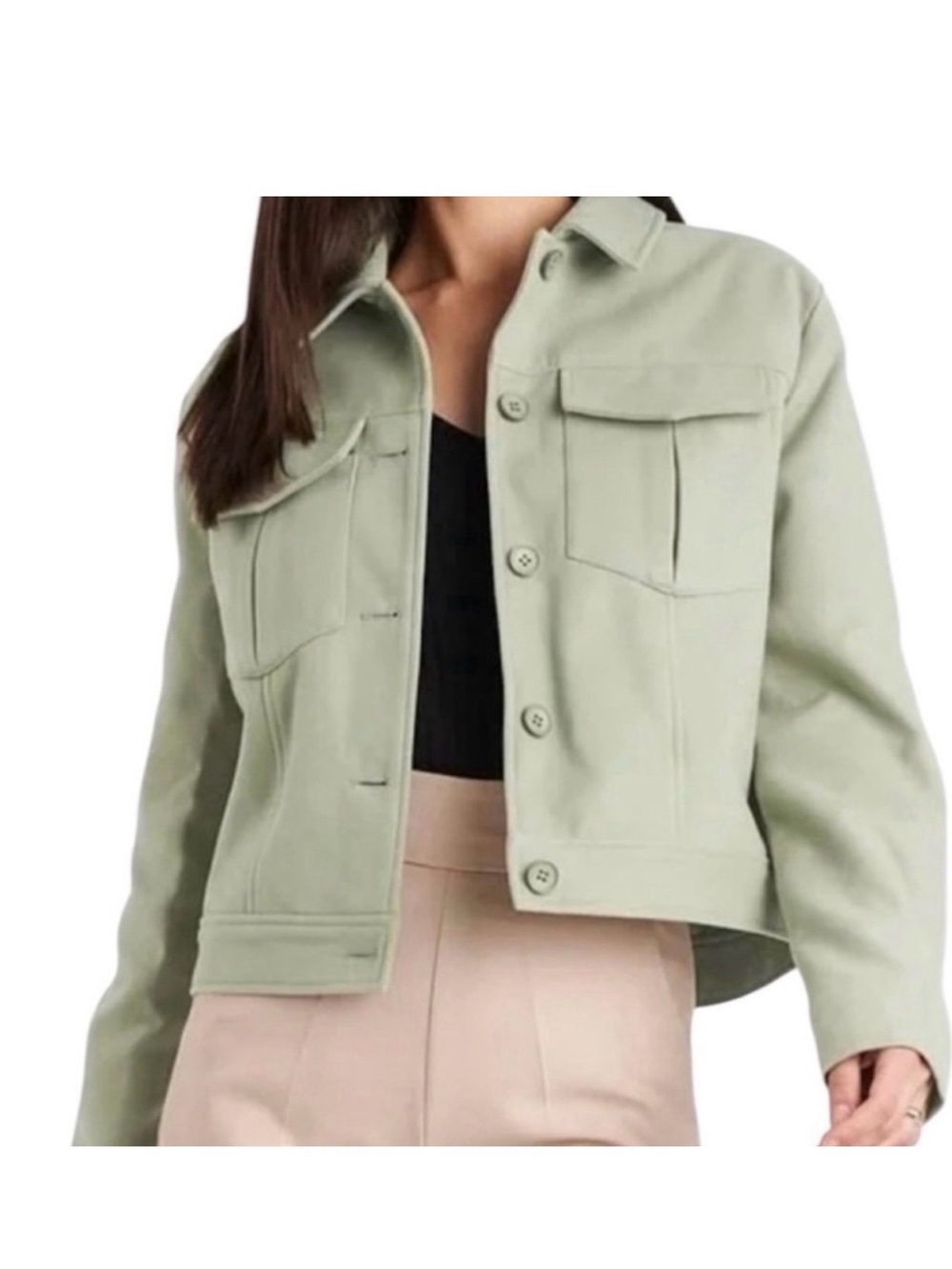 Joie mint green soft fleece button front jacket - medium